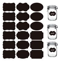 Tuoke vandeniui atsparūs, trinami, lipnūs, juodi, matiniai PVC butelių lipdukai su rašikliu. 4x6 Black 18 Stickers white