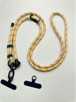 Makaronų storas virvelės telefono dirželis - reguliuojamas 7-8 mm alpinistinis tarpiklis peties, nugaros ar kaklo laikymui beige