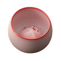 Yousheng Lying Pig Bubble Tea Cup Handcrafted Ceramic Mug with Fun Bubble Blowing Pig Tea Pet Unique Gift for Tea Lovers & Home Decor D gray