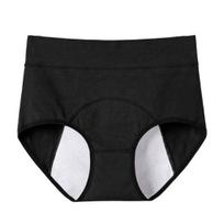 Moteriškos kelnaitės vienspalvės didelio dydžio pakeliančios sėdmenis aukštu juosmeniu besiūlės elastingos menstruacinės kelnaitės nepraleidžiančios skysčio moteriškas apatinis trikotažas XXXL juoda