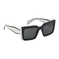 Prada Brand Logo Letter Logo Acetate Rectangular Sunglasses Women's Black/Wax White Black/wax white F in original box and bag juoda
