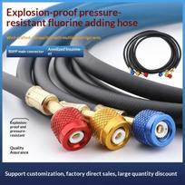 Black High-Pressure Refrigerant Hose R410A Filler Tube Explosion-Proof AC Charging Hose for Home Air Conditioner 800-4000 PSI 1m double english tube 1/4-1/4-3 pieces