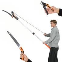Teleskopinės genėjimo žirklės 2 viename, rankinis pjūklas, genėjimo žirklės su saugos fiksatoriumi, teleskopinis aliuminio kotas 2 m 200 x 16.5 x 3.5 cm oranžinė