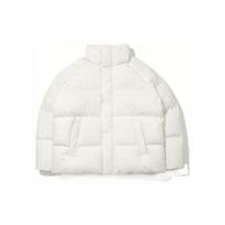 FILA Solid Color Stand Collar Zipper Brand Logo Embroidered Short Thick Warm Down Jacket Unisex Jacket White FS2DJD4101X-CRM XL