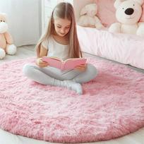 Pliušiniai Kilimai Pūkuoti Itin Minkšti Vidaus Modernūs Plotiniai Kilimai Svetainei Žaidimų Kilimėliai Pūkuoti Apvalūs Kilimai Mergaičių Miegamajam 80x80cm