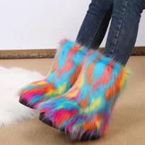 New women's shoes color plush medium tube snow boots women's fluffy women's boots 36