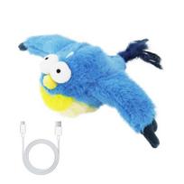 Flapping Bird Sparrow with Chirping Sounds Catnip Cat Toy Rechargeable Flapping Interactive Plush Bird for Play Sets mėlyna