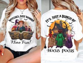 It's Just a Bunch of Hocus Pocus Shirt, The Sanderson Sisters Unisex Tee XL black