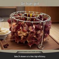 Stainless Steel Vertical Air Fryer Rotisserie Skewer Rack brown