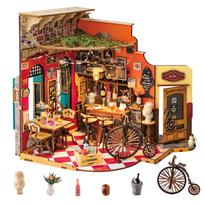 Rolife European Bar 3D Wooden Puzzle DIY Miniature Dollhouse Craft Kit LED Light ruda