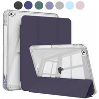 case for iPad 5th 6th gen Air 1 2 Case with Pencil Holder, Hard Clear Transparent Back and Soft TPU Shockproof Frame Cover For iPad 9.7 2017 tamsiai mėlyna spalva
