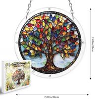 Colorful Acrylic Puzzle Suncatcher Ornament - Round Hanging Pendant gray