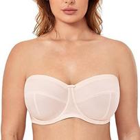 Didelio dydžio liemenėlė be petnešėlių su lankeliais, transformuojama, su pakietinimu, apatiniai drabužiai 34DD beige