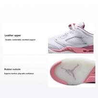 Air Jordan 5 Retro Low GS Crafted For Her Kids Sneakers White Coral-Chalk Desert-Berry DX4390-116 35.5 gray