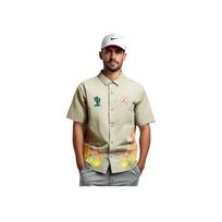 Jordan 6 x Travis Scott Embroidered Casual Short Sleeve Shirt Men Tops Khaki CW3131-247 S