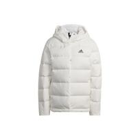 Adidas Solid Color Letter Logo Stand Collar Windbreaker Hooded Long Sleeve Down Jacket Women outerwear White HG4887 XS white