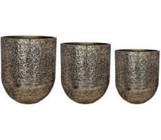 Eglo 428099 - 3 vnt. metalinių gėlių vazonų rinkinys OKAYAMA 50x42 cm auksinės spalvos