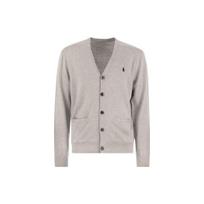 Polo Ralph Lauren Logo Embroidered V-Neck Button Long Sleeve Knit Sweater Men sweater Gray 710890562-002 L
