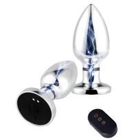 SuperLove E-Stim Metal Vibrating Butt Plug with Remote Medium