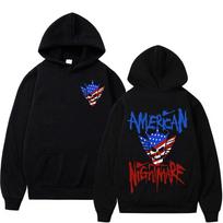 Cody Rhodes American Nightmare Logotipo Hoodies Vyriški drabužiai Hip Hop Vintage Megztiniai Laisvalaikio Fleece Ilgomis Rankovėmis Hoodie S blue