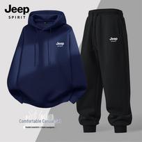 JEEP SPIRIT Men's Hooded Sweatshirt & Tapered Pants Set
