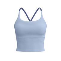 Women's Sports Bra: Thin Straps Yoga Top with Chest Pads & Beautiful Back Design Small beige