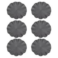 6 vnt./rinkinys Apvalus stalo padėkliukas Rinkinys Pynimo dizainas Plaunamas Neslystantis Valgomojo kilimėlis Gofruotas kraštas Karščiui atsparus Stalo padėkliukas 6pcs gray