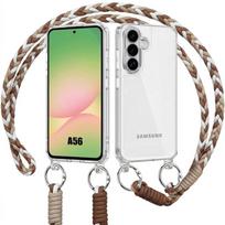 Coque pour Samsung Galaxy A56 5G, Rigide Slim Antichoc Transparent avec Bandoulière Marron balta