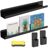 2 vnt. magnetinė knygų lentyna baltajai lentai, magnetinė lentyna klasei, akrilinis magnetinis knygų laikiklis, magnetinė knygų vitrina, magnetinė plaukiojanti knyga juoda