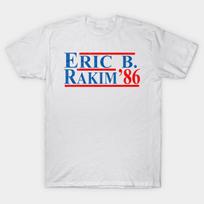 Asian Size Men Black Print T-shirt Eric B - For President 86 - Vintage Old No-Cut Heat Transfer Print Cotton Tshirt S balta
