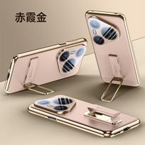 For Huawei Pura 80 Pro Ultra Case Shield Full Lens Protection Finger Grip Strap Metal Bracket Kickstand Vegan Leather Cover Huawei Pura 80 Ultra&Artificial leather