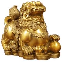 BinYue Feng Shui Brass Pixiu Pair Statue Set beige