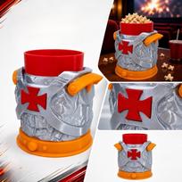 Collectible Armor Design Popcorn Bucket with Textured Molded Plastic Construction and Secure Lid for Movie Theater and Home Use one size geltona