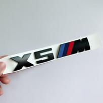 BMW X5M Galinis Sportinis Logotipas Lipdukas ant bagažinės, Sidabrinis Juodas white