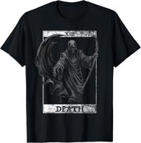 Vintage Death Tarot Card Grim Reaper Occult Satanic Horror T-Shirt S black