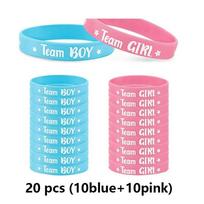 20pcs Flat Printed Boy or Girl Gender Reveal Bracelets  Baby Shower Decoration 20pcs pink