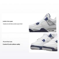 Air Jordan 4 Retro GS Midnight Navy Vaikų sportbačiai Balti Šviesiai Dūminiai Pilki Ugniaraudoni 408452-140 35.5 white
