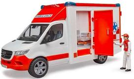 Prekė su pažeista pakuote. Žaislinis greitosios pagalbos automobilis Bruder Ambulance Mercedes-Benz Sprinter 02676, 1:16, balta sp./raudona sp.