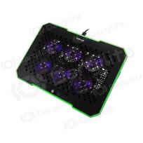 Nešiojamojo kompiuterio aušinimo stovas HiSmart DCX-A16 9–17 colių su 6 RGB ventiliatoriais 2x USB-A 5 padėčių