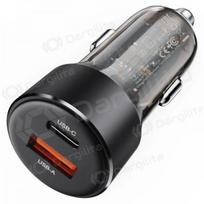 Automobilinis įkroviklis Acefast B12 60 W USB-C + USB-A juodas