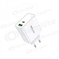 Telefono įkroviklis Remax RP-U125 65 W USB-C + USB-A GaN PD QC baltas