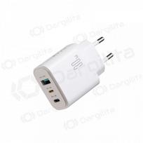 Telefono įkroviklis Joyroom JR-TG6 30 W USB-C + USB-A PD PPS GaN baltas