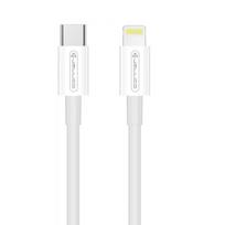Jellico B1 patvarus-minkštas iPhone ir iPad USB-C į Lightning duomenų ir greito įkrovimo laidas 20W, 1m, baltas