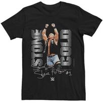 Men's WWE Stone Cold Signature Poster T-Shirt S gray