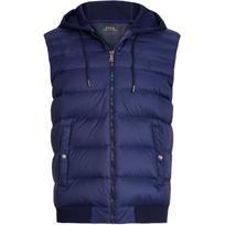 Polo Ralph Lauren Išsiuvinėtas arkliuko logotipas Su gobtuvu Megztas Susiūtas pūkinis liemenė Vyriškos liemenės 710760726-001 S blue