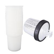 Paint Spray   Sprayer Cup Liners Lid System 50 Standard 20.3 Ounce(600ml) 190um Disposable Set Kit Replacement Accessories white