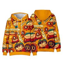Mens Womens Hoodie South Park Anime Hoodies Streetwear Harajuku Casual Printed Hooded Pullover Sweatshirts XS orange