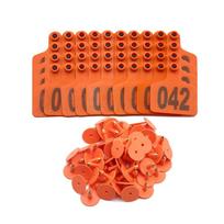 100Pcs 001-100 Numbers Cow Ear Tag Card Farm Equipment Identification Pig Sheep Ear Sign Practical Prevent Getting Lost oranžinė