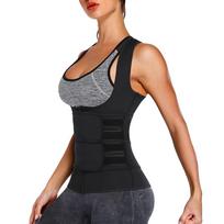 Women Waist Trainer Corset Zipper Vest Adjustable Neoprene Body Shaper Cincher Tank Top Waist Shapewear brown