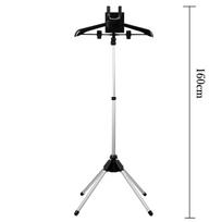 Garintuvo stovas Teleskopinis lygintuvas garų drabužių kabykla 85-160 cm reguliuojamo aukščio, sulankstoma, skirta pakabinti lyginimo drabužių kabyklą black